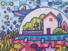 海底住宅小區(qū)蠟筆畫科幻作品欣賞