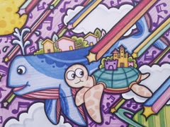 飛龜城市蠟筆畫科幻作品欣賞