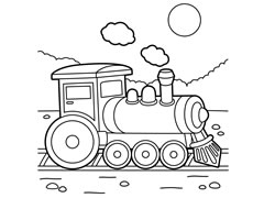 火車頭簡筆畫線描稿圖片欣賞