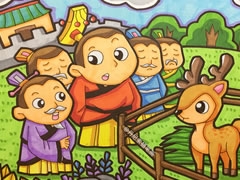 成語“指鹿為馬”兒童蠟筆畫欣賞