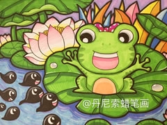 小蝌蚪找媽媽兒童蠟筆畫欣賞