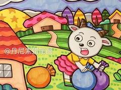 小山羊兒童蠟筆畫欣賞