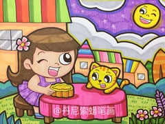中秋賞月蠟筆畫欣賞