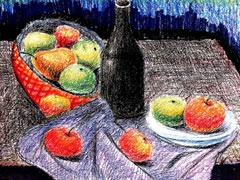 水果靜物油畫棒創(chuàng)作步驟圖示