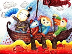 桃太郎油畫棒創(chuàng)作步驟圖示