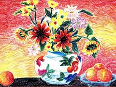 花瓶靜物油畫棒創(chuàng)作步驟圖示
