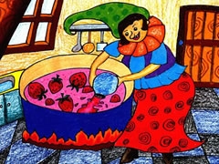 女巫的草莓醬油畫棒創(chuàng)作步驟圖示