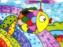 會飛的魚油畫棒創(chuàng)作步驟圖示