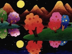 湖邊倒影油畫棒創(chuàng)作步驟圖示