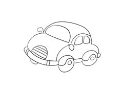 小轎車簡(jiǎn)筆畫繪制步驟圖示