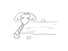 海邊簡筆畫繪制步驟圖示