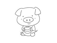 小豬簡筆畫繪制步驟圖示