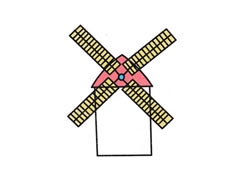 大風(fēng)車簡(jiǎn)筆畫分步繪制圖示