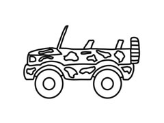 敞篷吉普車簡筆畫分步繪制