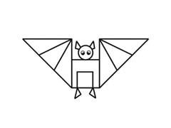 用圖形分步畫(huà)蝙蝠簡(jiǎn)筆畫(huà)圖示