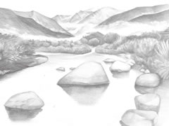 山川素描畫法步驟圖示