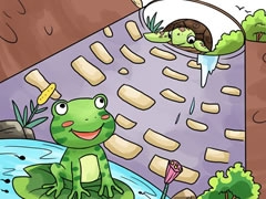 坐井觀天兒童插畫